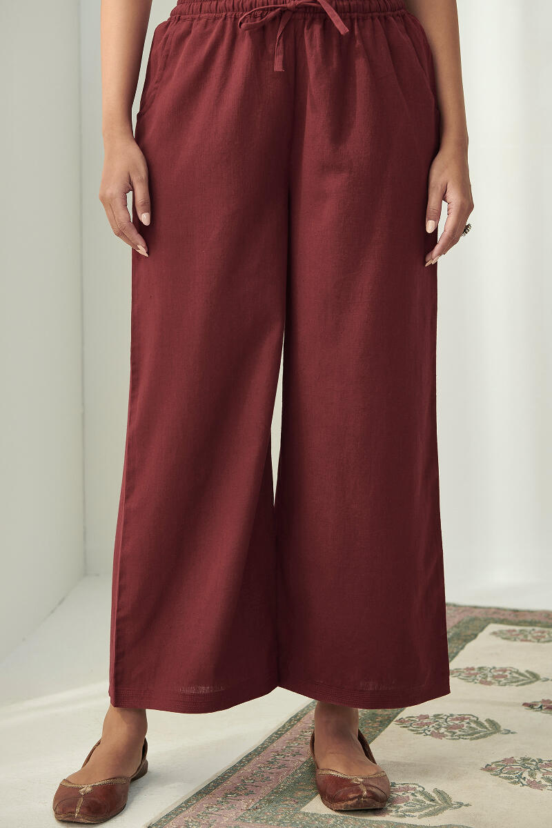 Buy Maroon Handcrafted Cotton Farsi Pants for Women | FGF22-77 | Farida ...