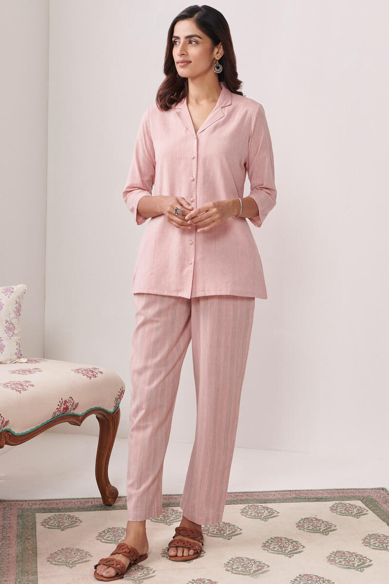 Pink Handcrafted Cotton Loungewear Set