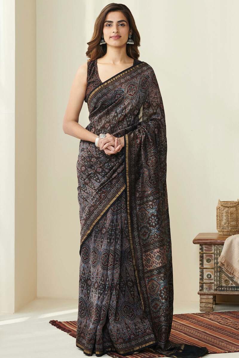 ARCHIT ENETRPRISE Ajrakh Print Ajrak Printed Cotton Saree at Rs 330 in Surat