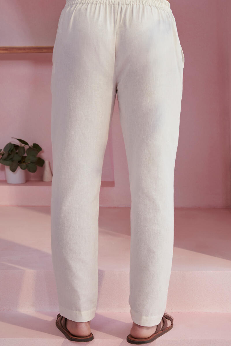 Buy Women Cotton Linen Pants Elastic High Waist Wide Leg Palazzo Lounge  Pants Casual Loose Beach Pants with Pockets Armygreen Large at Amazonin