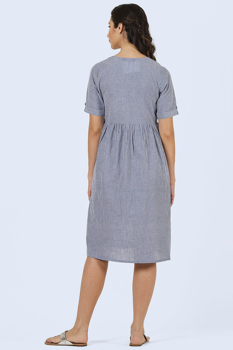 Blue Handcrafted Cotton Dresses
