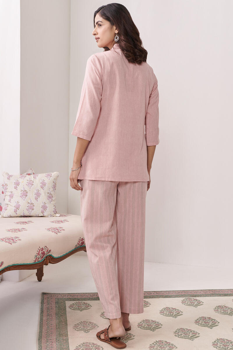 Pink Handcrafted Cotton Loungewear Set