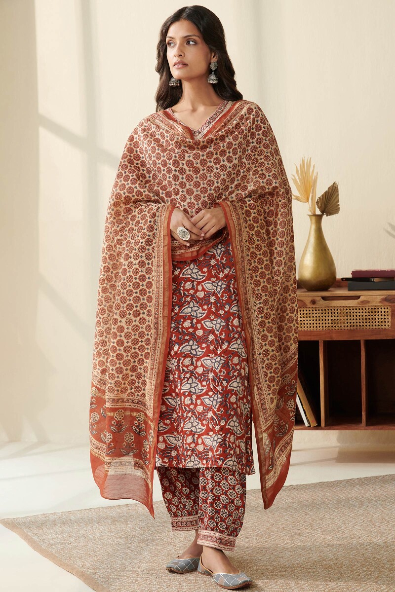 Buy Turquoise Block Printed Cotton Modal Izhaar Pants for Women, FGIPT21-15