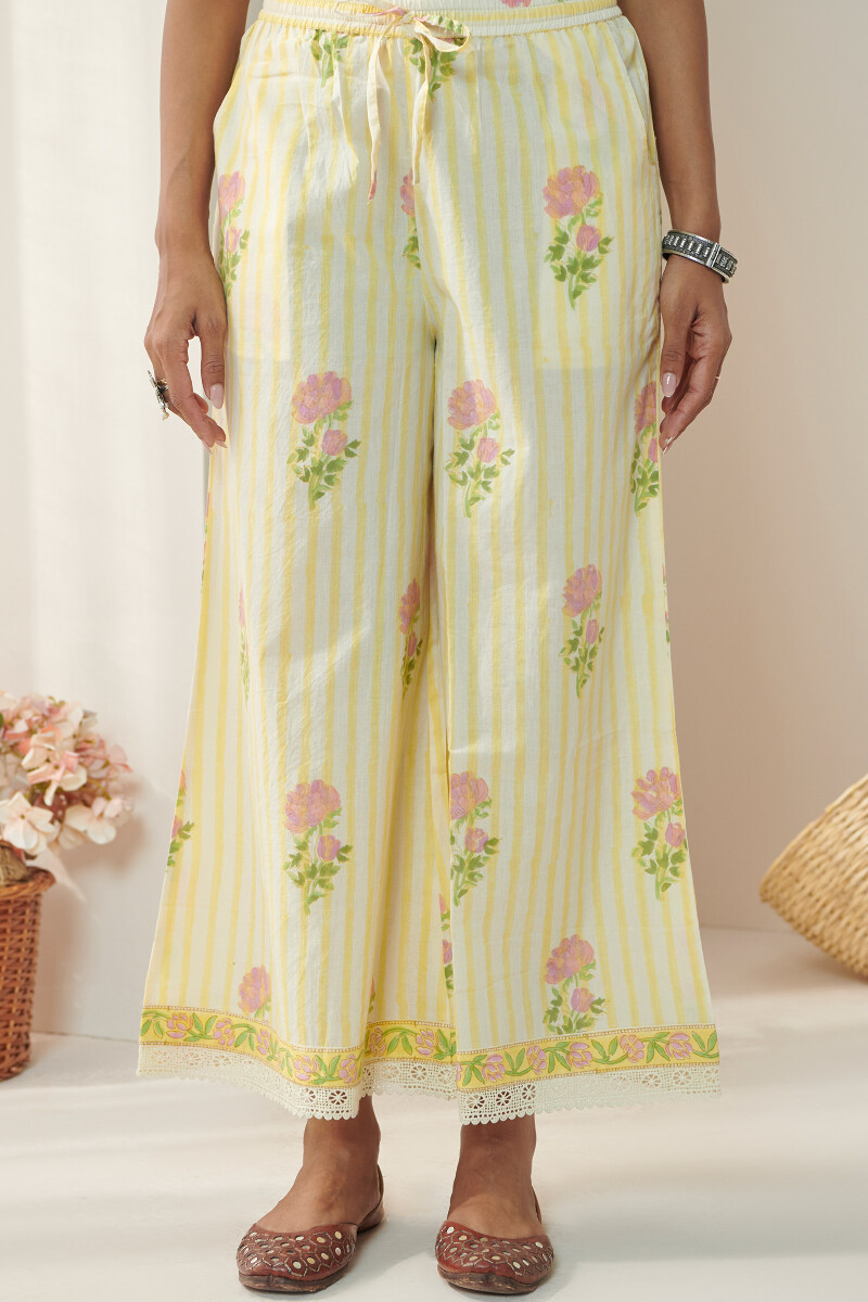 Lilac Cotton Silk & Cotton Palazzo Pant Set For Girls Design by MINI TRAILS  at Pernia's Pop Up Shop 2024