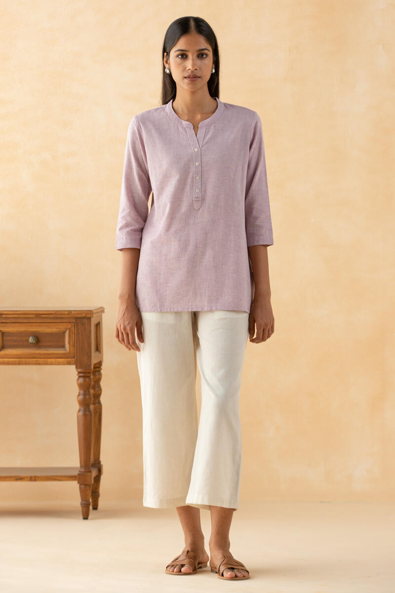 Purple Handcrafted Cotton Linen Shirt