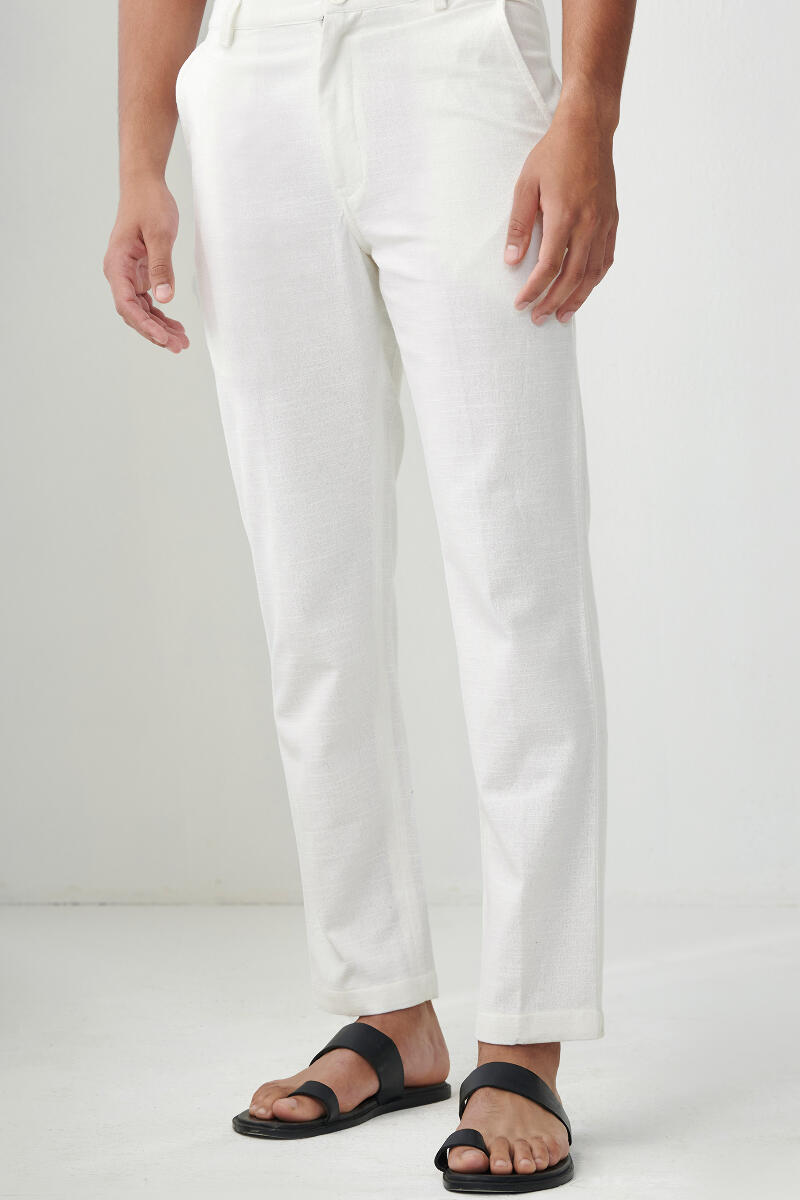 Clothing : Trousers : 'Reno' White High Waist Trousers