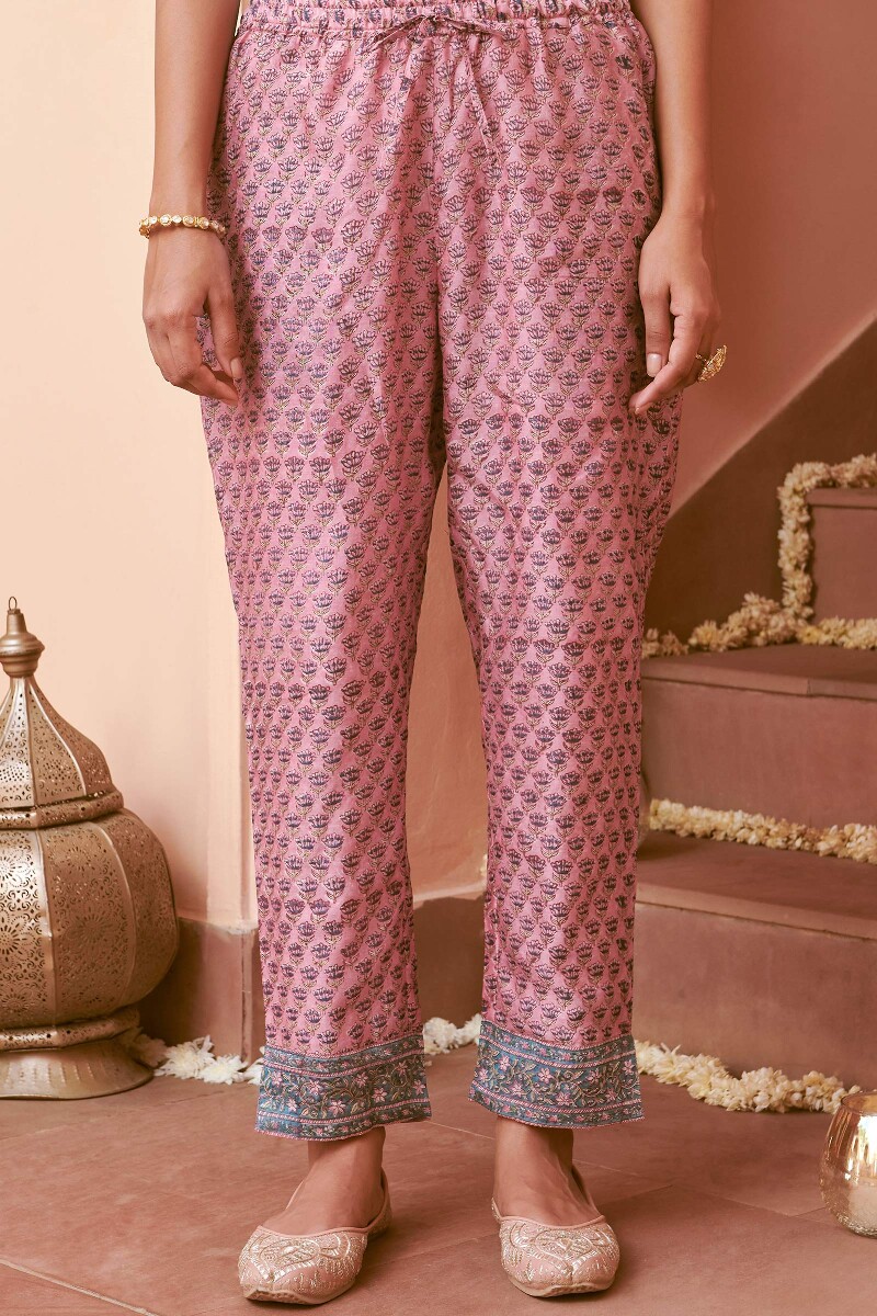Buy Green Handcrafted Cotton Narrow Pants for Women | FGNP23-147 | Farida  Gupta