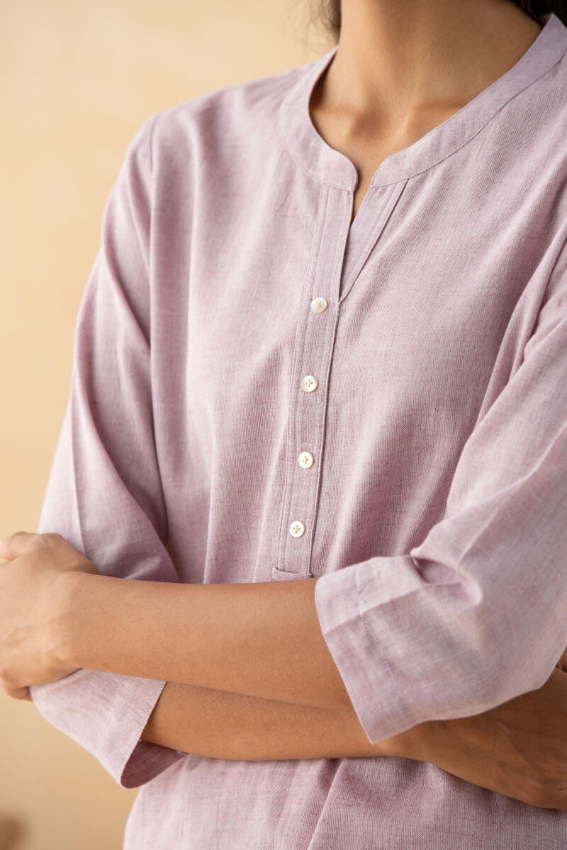 Purple Handcrafted Cotton Linen Shirt