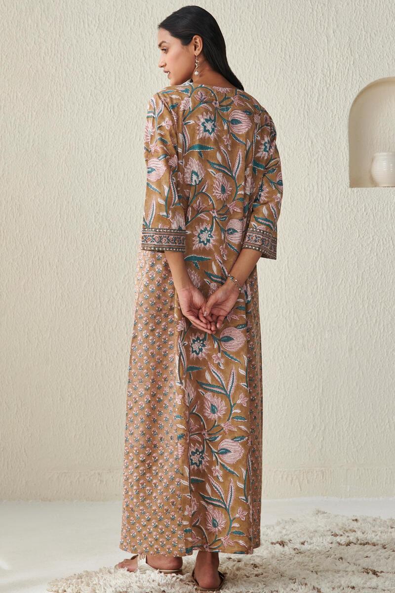 Buy Green Block Printed Cotton Kaftan for Women FGKF22 12