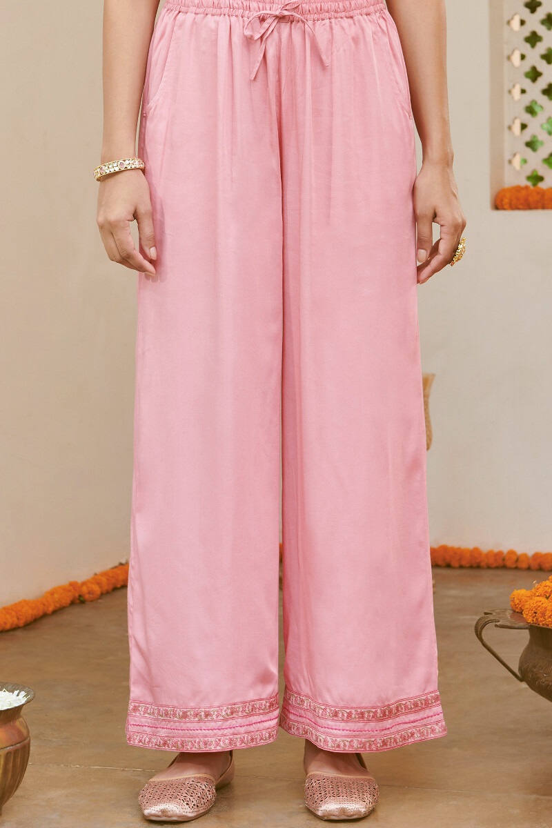 Buy Pink Printed Modal Izhaar Pants for Women | FGIPT22-86 | Farida Gupta