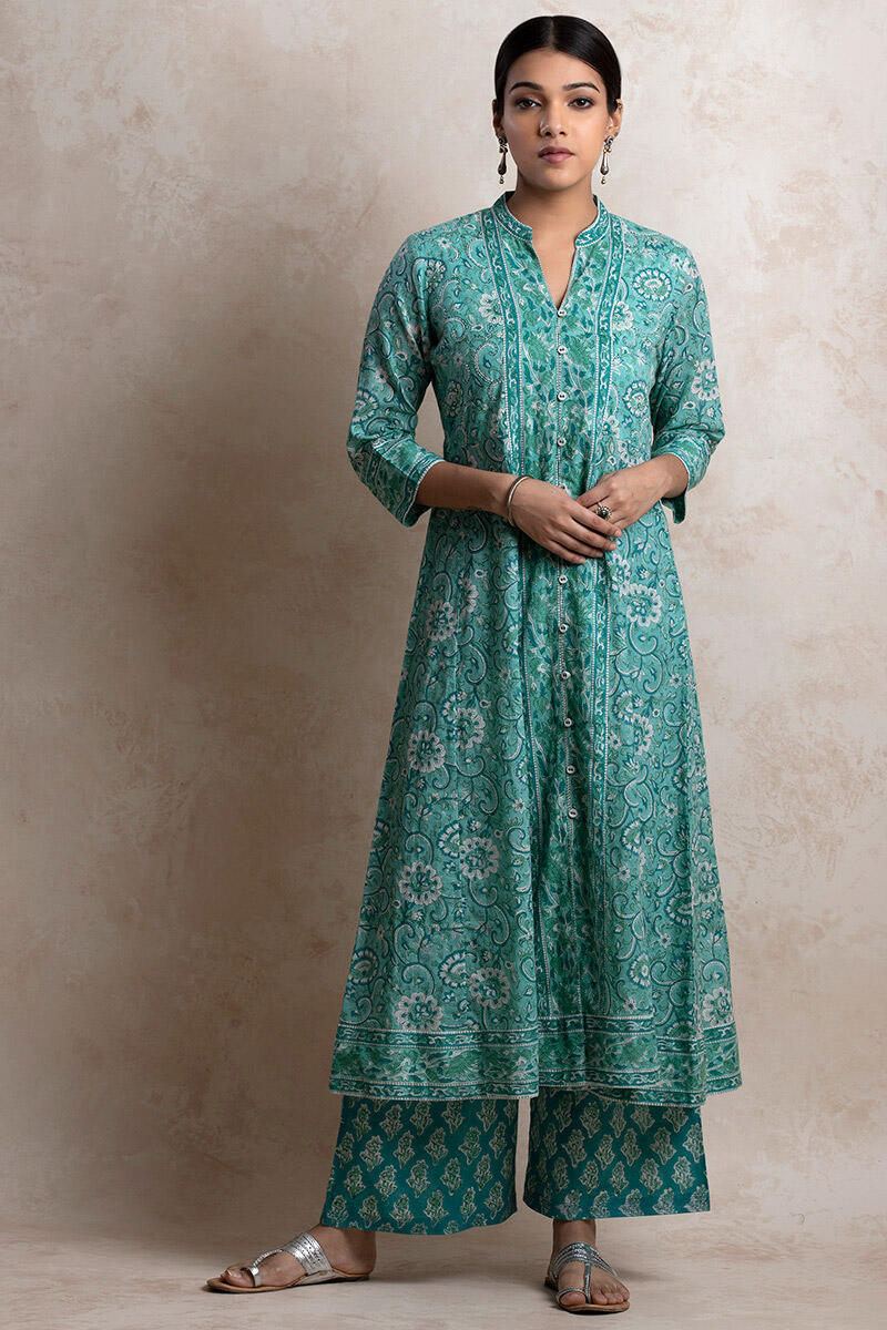 Buy Darya Zoya Kurta | Turquoise Kurtas for Women | Farida Gupta