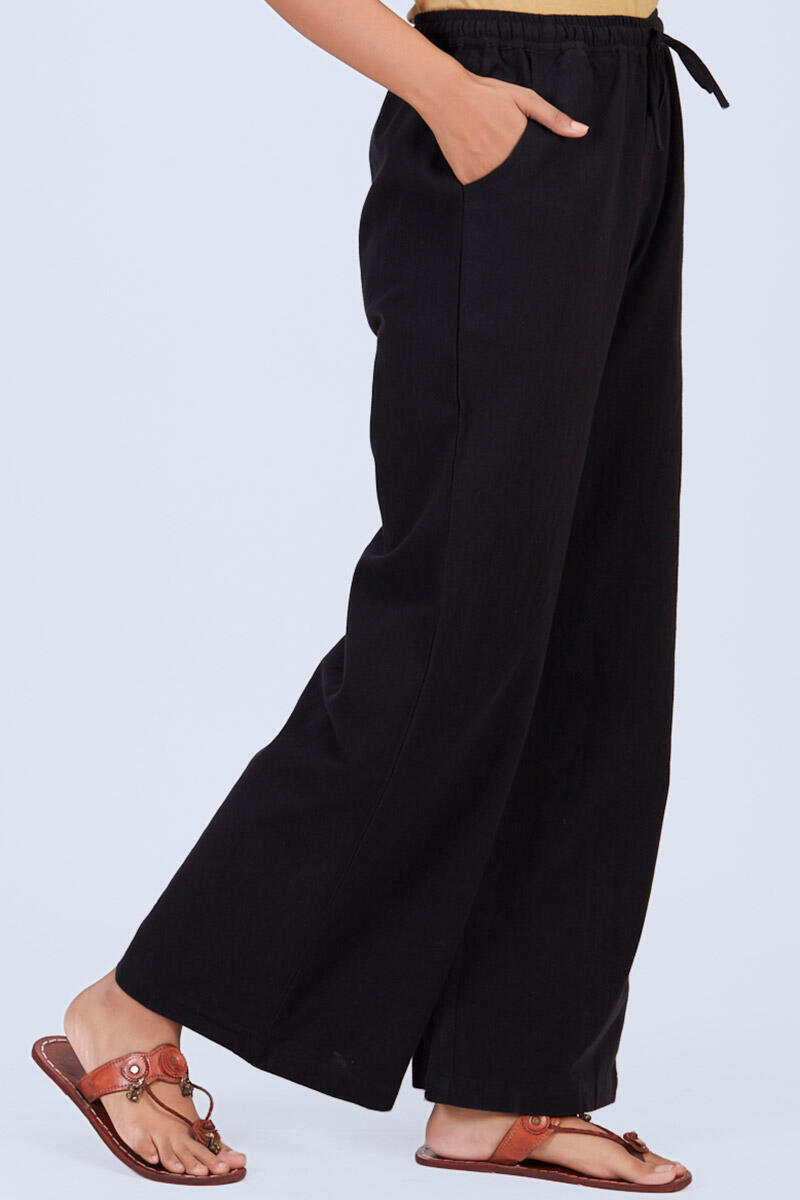 Black Handcrafted Cotton Pants