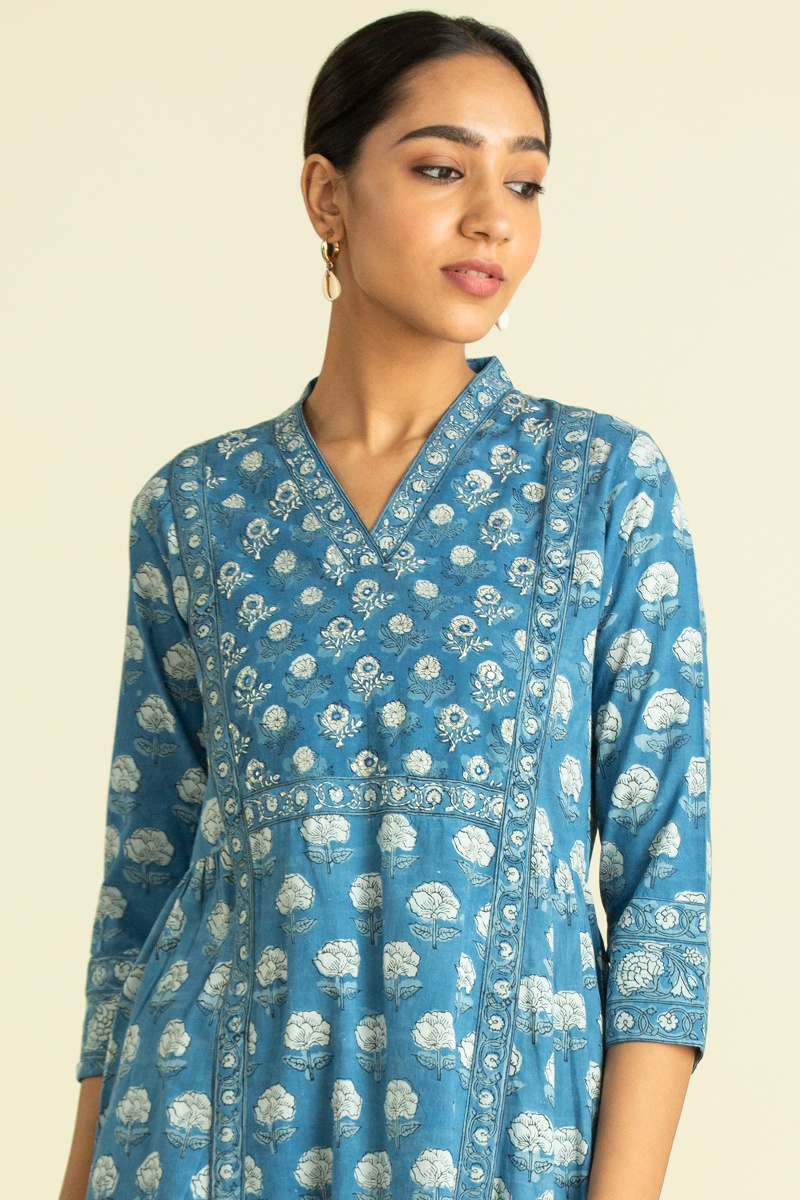 Buy Femeone Women Indigo Cotton Kurti Pant and Dupatta set - XL Online at  Best Prices in India - JioMart.