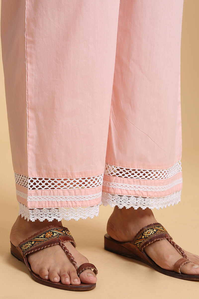 Pink Handcrafted Cotton Straight Farsi