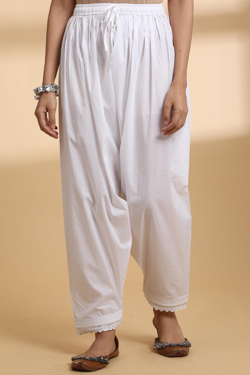 Buy Off White Kurta Set with Low Crotch Cowl Pants without Dupatta