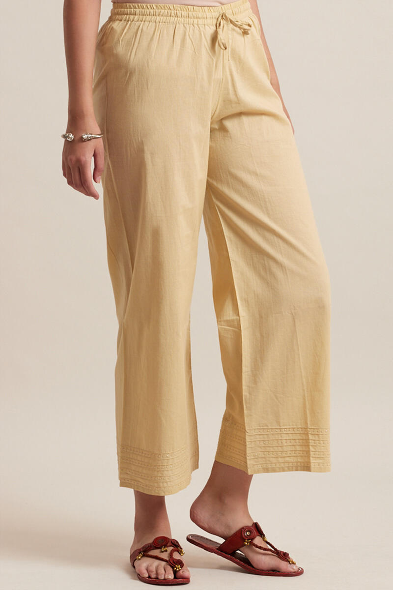 Beige Handcrafted Cotton Farsi Pants