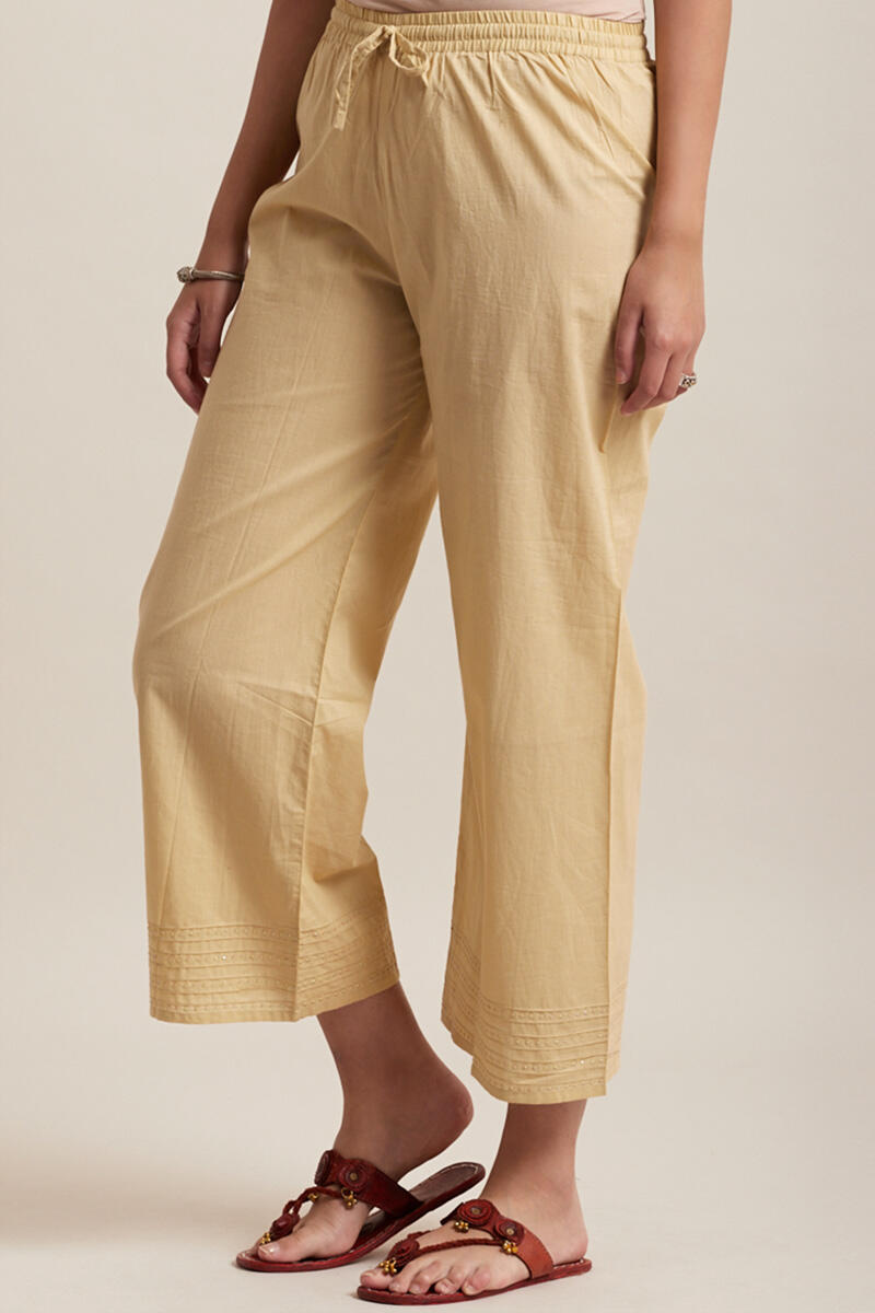 Beige Handcrafted Cotton Farsi Pants