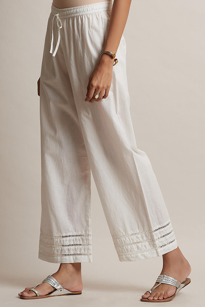 Off-White Block Printed Cotton Farsi Pants