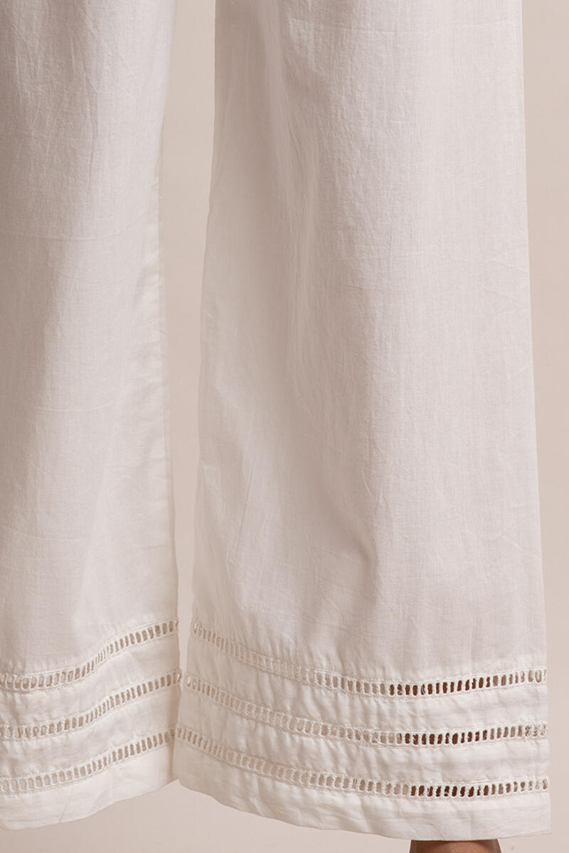 Off-White Block Printed Cotton Farsi Pants