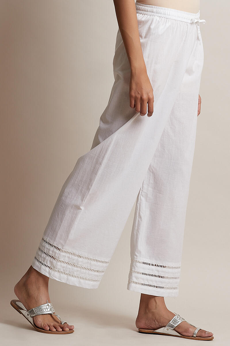 White Handcrafted Cotton Farsi Pants