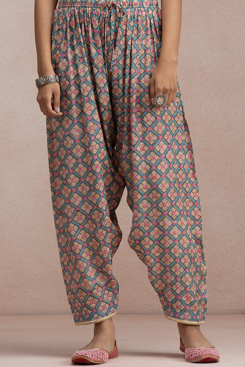 Buy Pink Hand Block Printed Modal Narrow Pants for Women | FGNP23-93 | Farida  Gupta