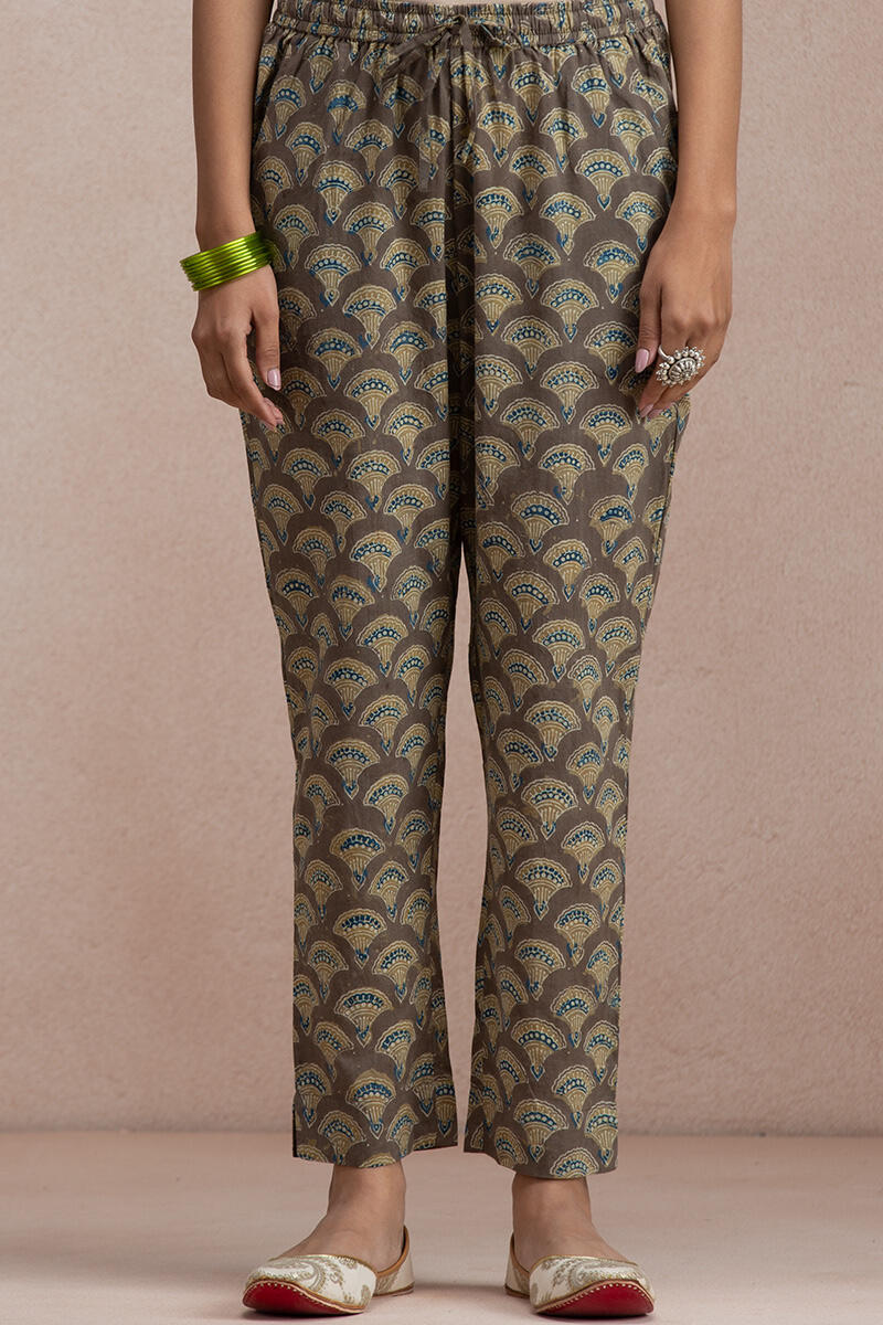 Buy Brown Block Printed Cotton Narrow Pants for Women | FGNP20-06 ...