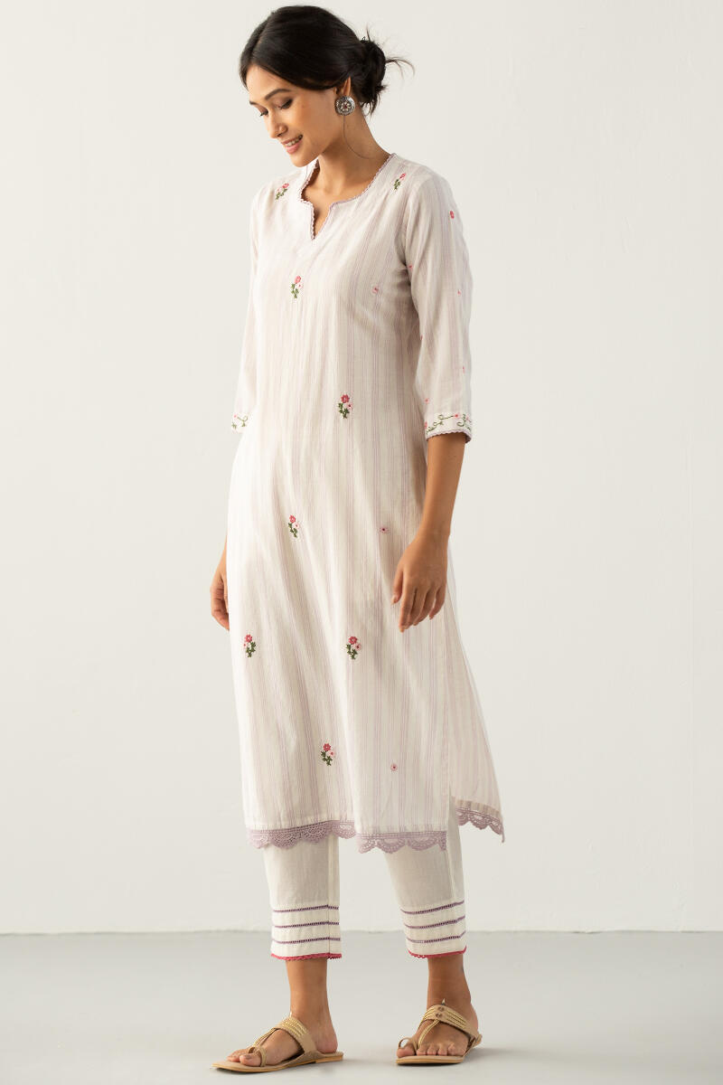 Buy Roz Meher Ruhani Block Printed Kurta | White Kurtas for Women | Farida  Gupta