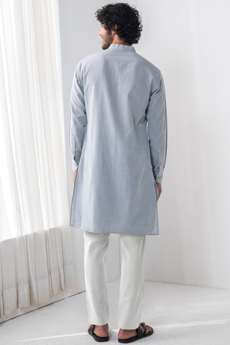 Buy Blue Handcrafted Cotton Kurta for Men | FGMNK22-110 | Farida Gupta