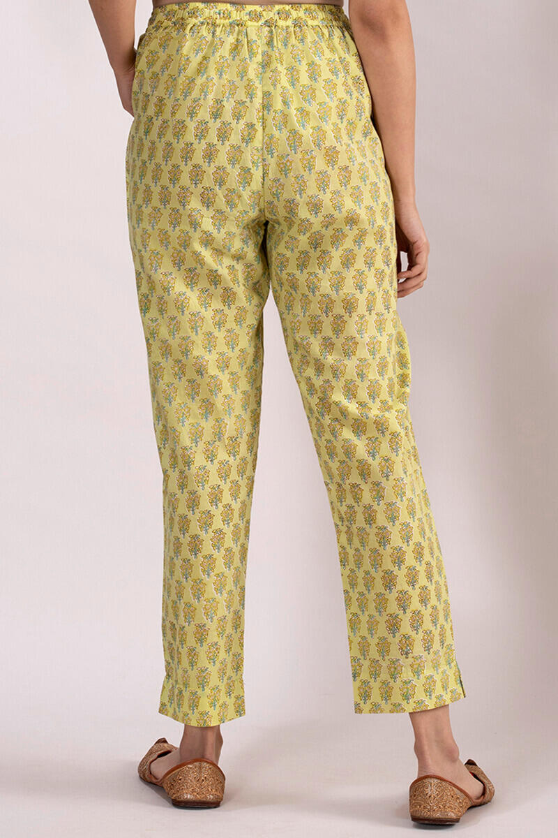 Buy Roz Meher Jannat Block Printed Narrow Pants | Yellow Narrow Pants ...