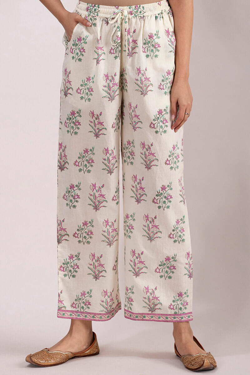 Buy White Handcrafted Cotton Farsi Pants for Women  FGF2141  Farida Gupta