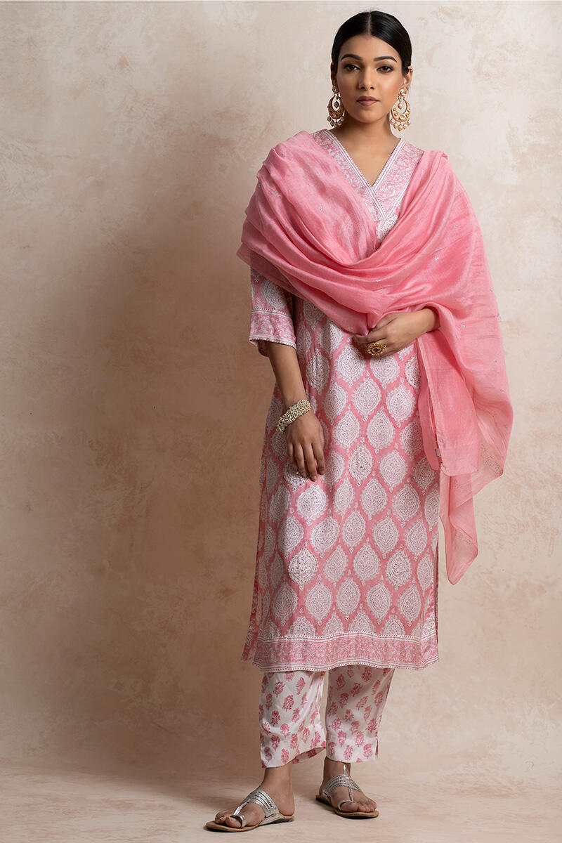 Pink Handcrafted Chanderi Dupatta