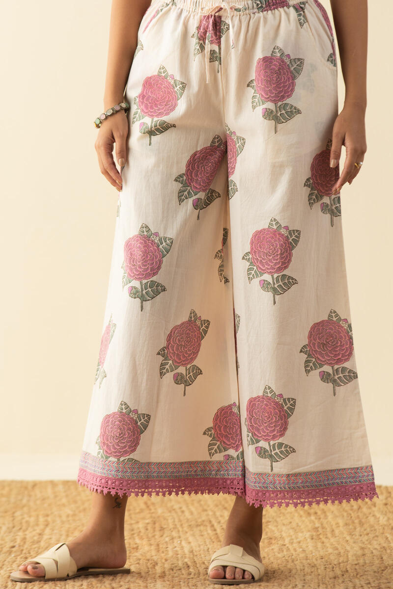 Buy Beige Hand Block Printed Modal Izhaar Pants for Women  FGIPT2348  Farida  Gupta