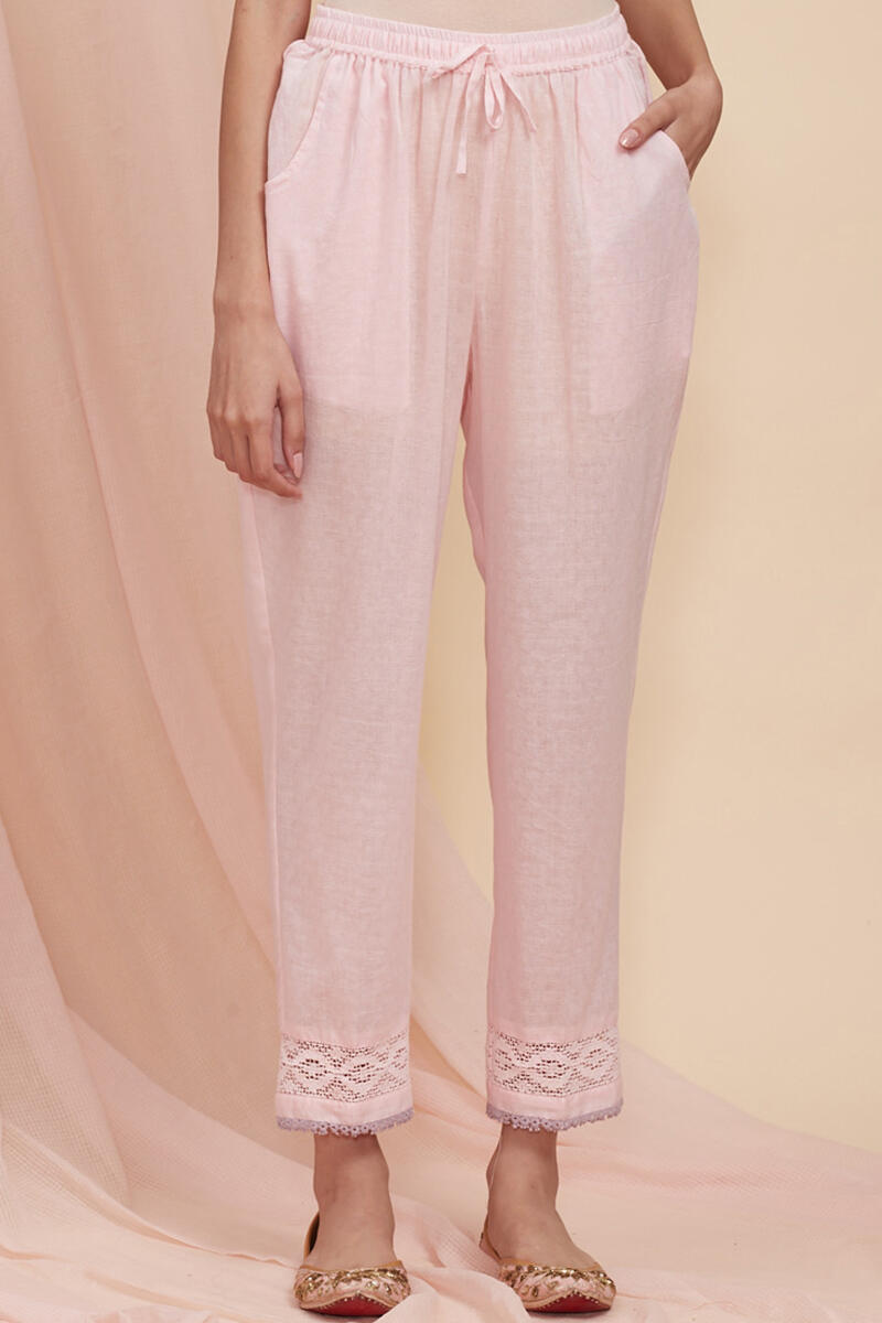 Buy White Block Printed Cotton Izhaar Pants | FGIPT20-21 | Farida Gupta