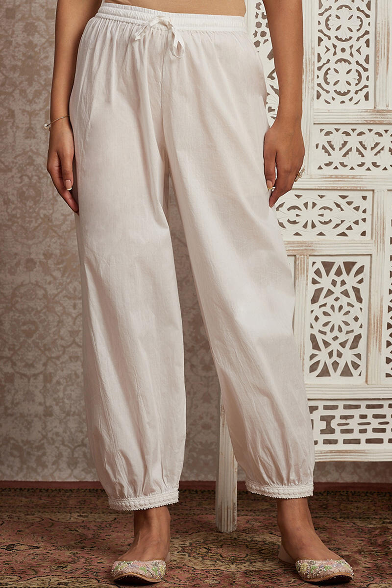Buy White Handcrafted Cotton Izhaar Pants for Women  FGIPT2027  Farida  Gupta