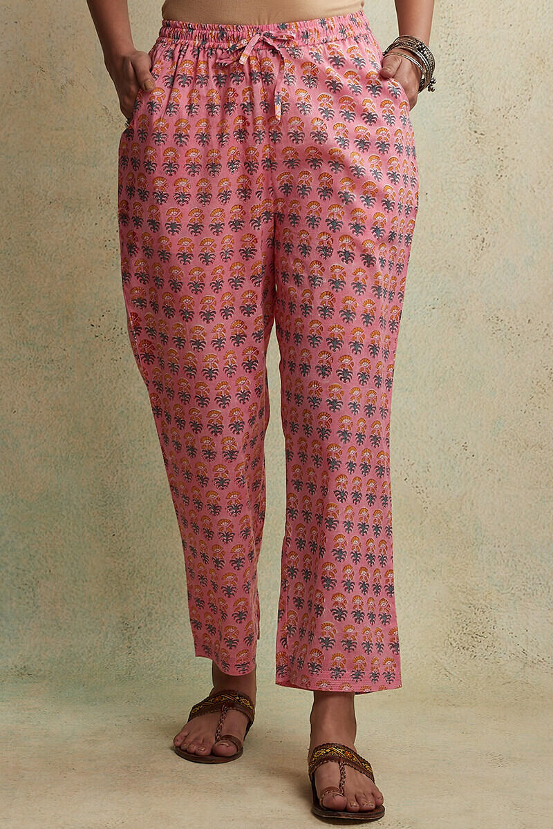 Buy Nectar Pink Floral Printed Straight Pants Online  W for Woman