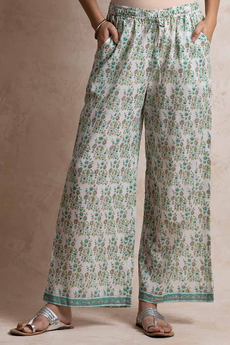 Buy Green Block Printed Cotton Farsi Pants  Green Farsi Pants for Women  Farida  Gupta