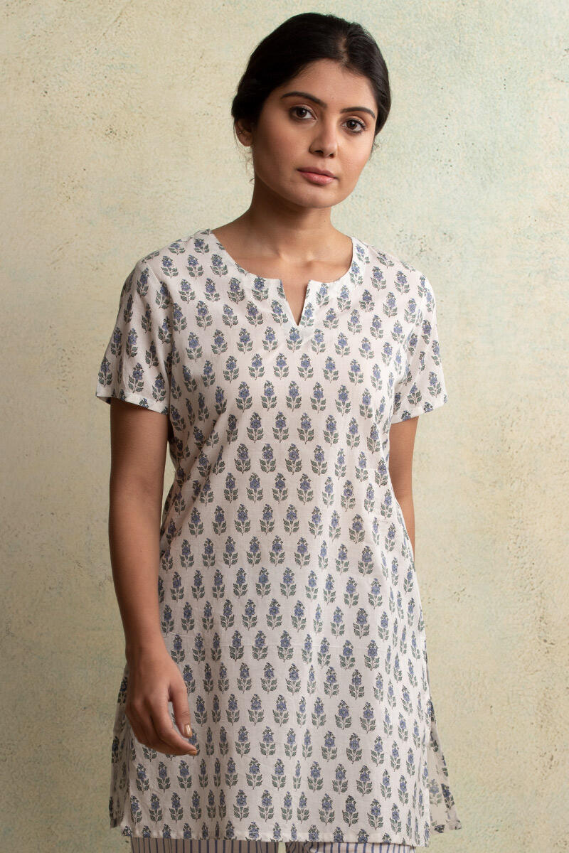 Buy Grey Block Printed Cotton Pyjama Set for Women | FGNSET22-03 | Farida  Gupta | Cotton pajama sets, Pajama set, Loungewear sets