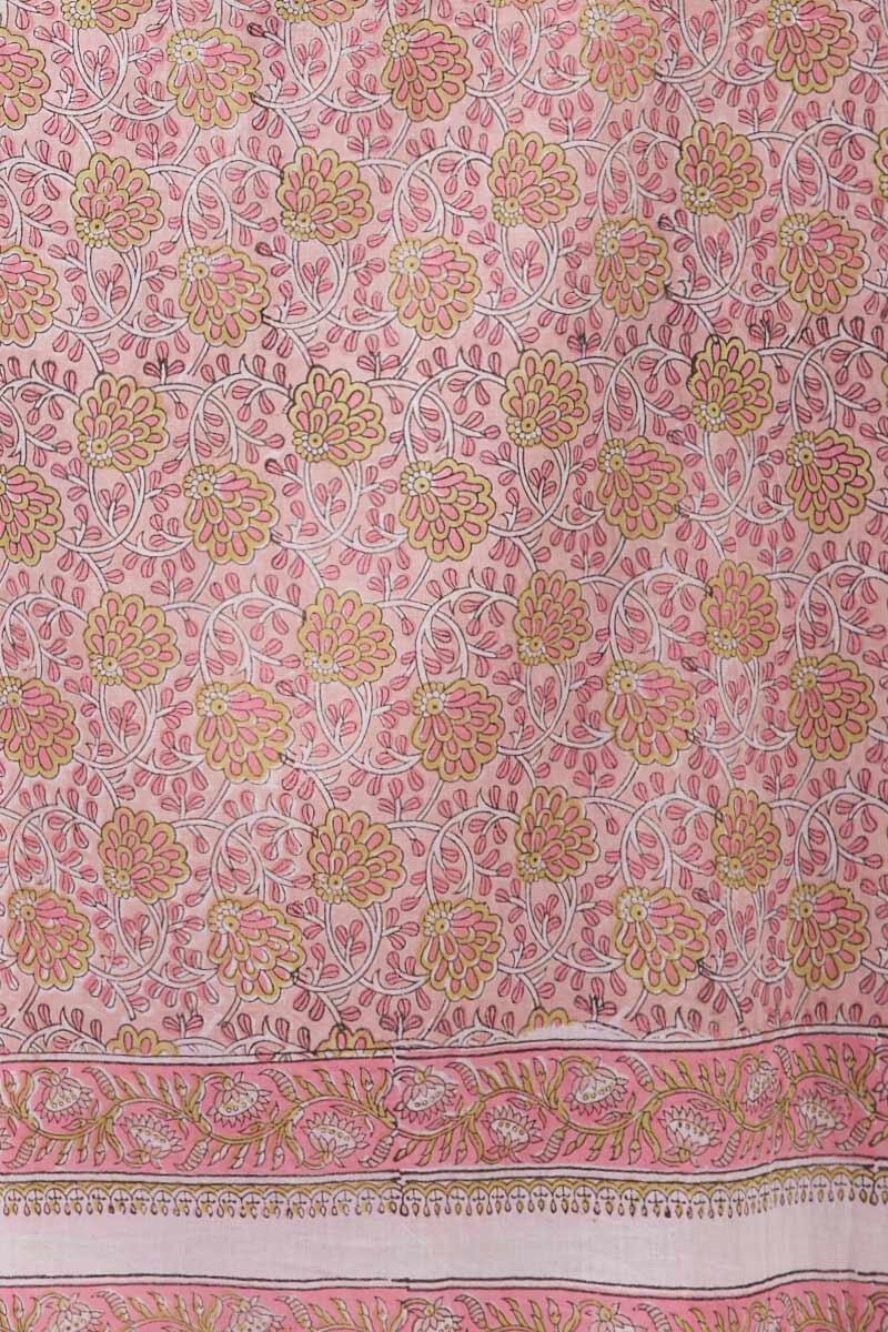 Pink Block Printed Cotton Dupatta