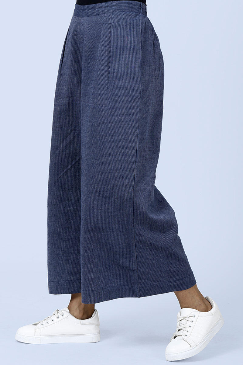 Blue Handcrafted Cotton Culottes