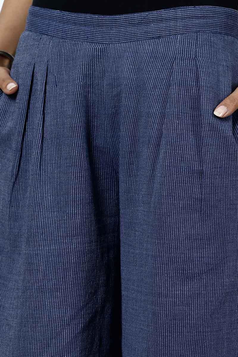 Blue Handcrafted Cotton Culottes