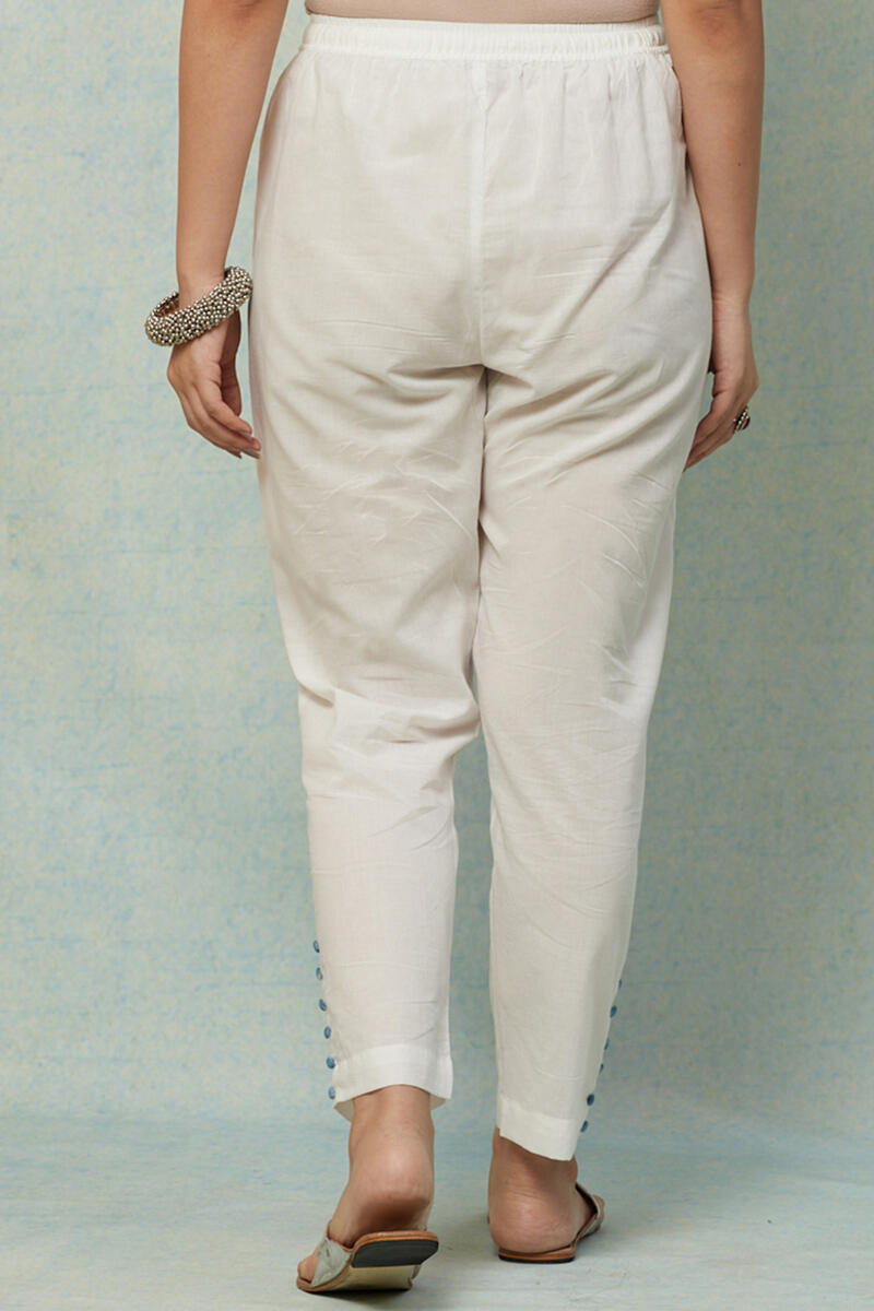 Buy White Handcrafted Cotton Narrow Pants for Women | FGNP20-30 ...