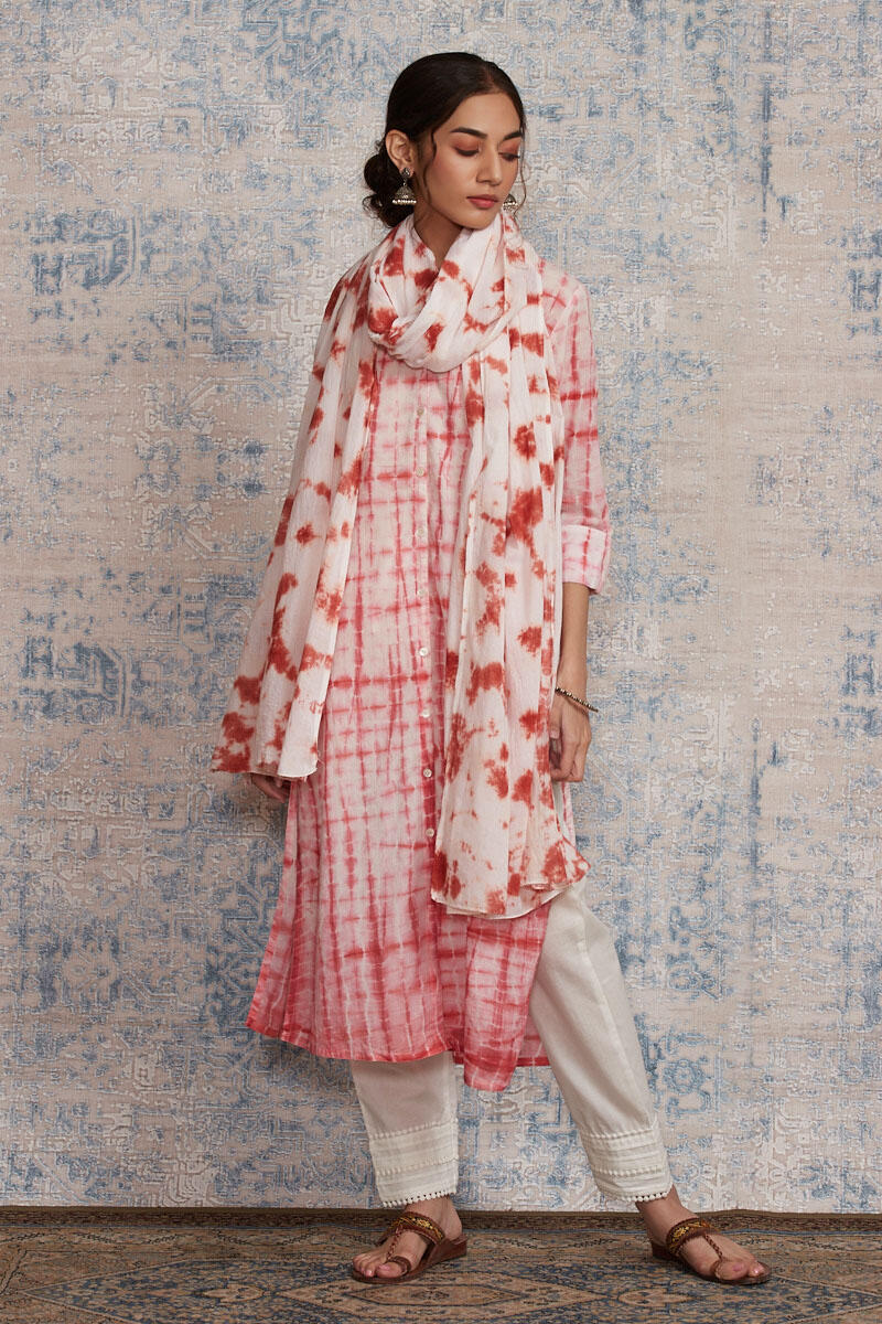 Pink Shibori Printed Straight Cotton Kurta