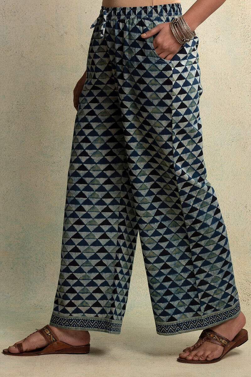 Ajrak Block Printed Cotton Farsi Pants