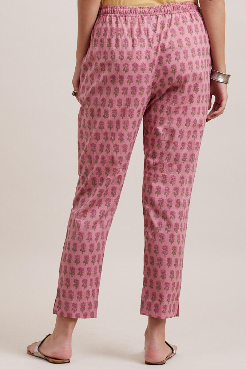 Buy Dark Pink Women Pants With Printed Border Online - Shop for W