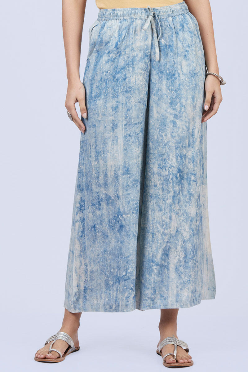 Buy INDYA Natural Foil Print Ruhani Silk Womens Regular Length Palazzo Pants   Shoppers Stop