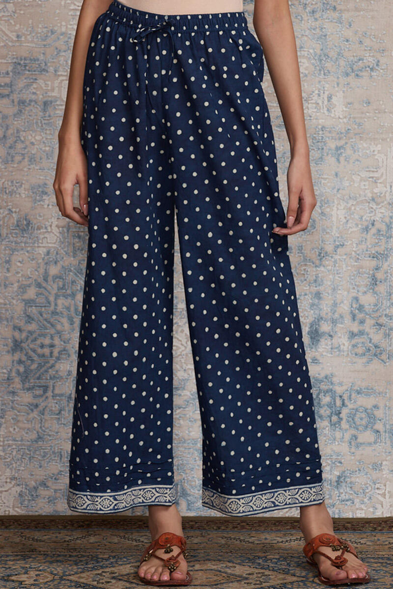 Buy Blue Block Printed Cotton Farsi Pants for Women  FGSF2103  Farida  Gupta
