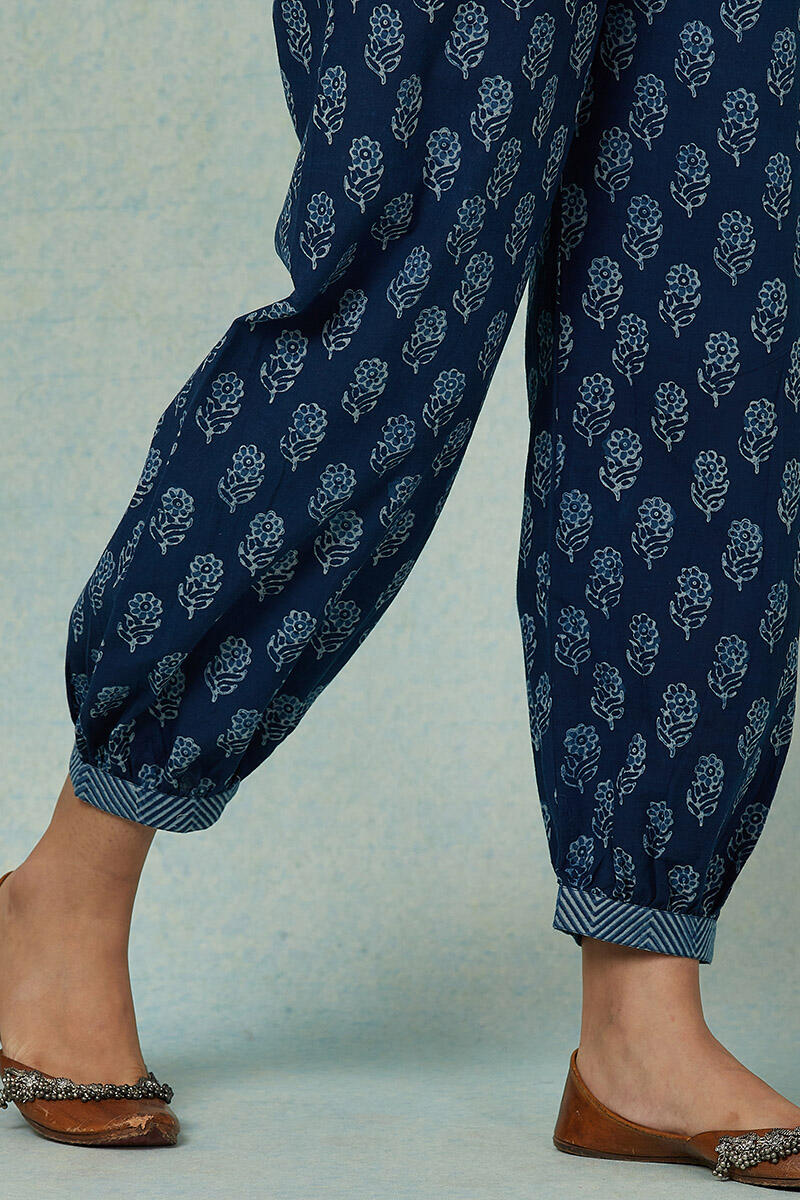 Indigo Block Printed Cotton Izhaar Pants