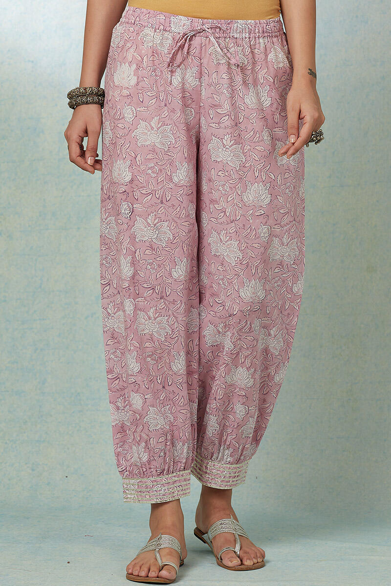 Buy Lilac Handcrafted Cotton Pants for Women  FGPT2206  Farida Gupta
