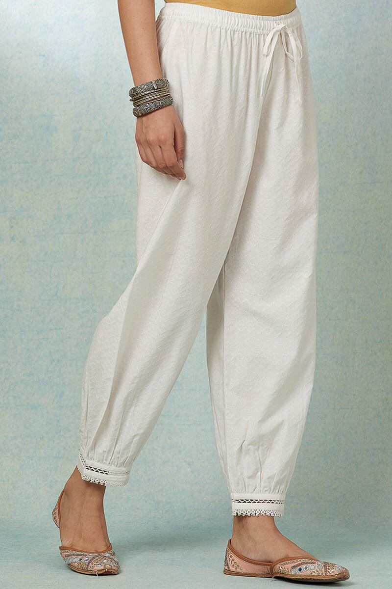 Buy Turquoise Block Printed Cotton Modal Izhaar Pants for Women