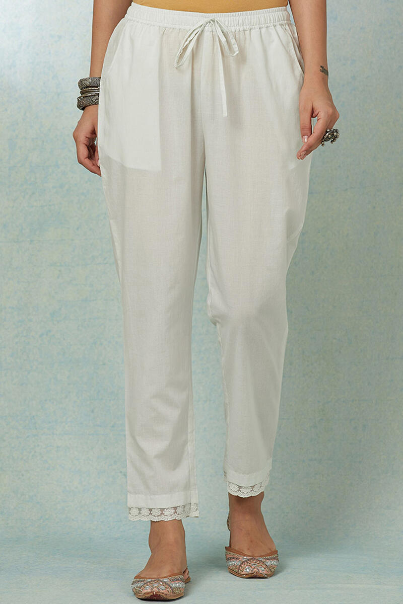 Lace flare pants - white – Naushad Ali